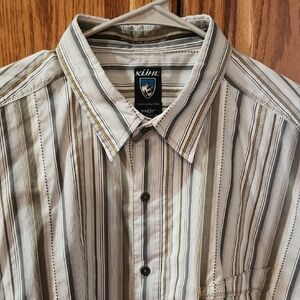 Kuhl Suncel Men’s Striped Button Up Short Sleeve Cotton Blend Shirt Size XXL